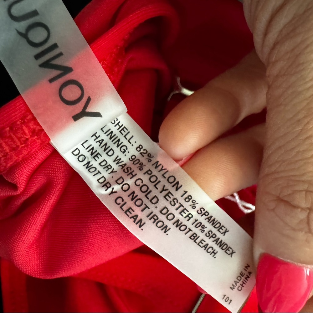 NWT- YONIQUE Tummy Control Bathing Suit Blouson Tankini Swimsuit-Red Dot - Picture 9 of 15